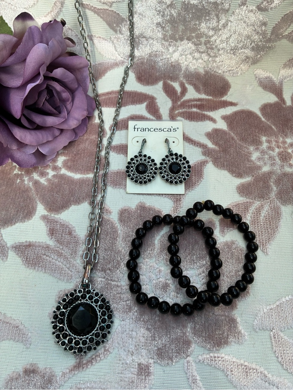 Black Stone Jewelry Set